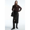 ZIP-UP LEATHER MIDI SKIRT