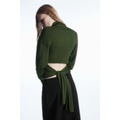 OPEN-BACK RIBBED-KNIT TOP