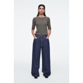 EXTRA WIDE-LEG DRAWSTRING DENIM PANTS