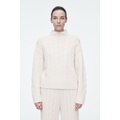 CABLE-KNIT WOOL FUNNEL-NECK SWEATER
