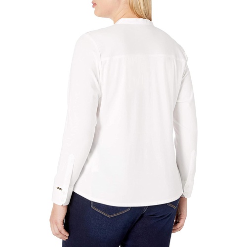  Calvin Klein Womens Plus-Size Non-Iron Knit Combo Shirt