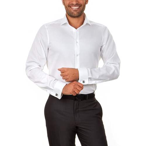  Calvin Klein Mens Dress Shirt Slim Fit Non Iron Solid French Cuff