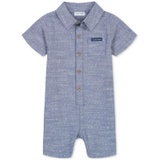 Baby Boys Cotton Printed Chambray Short-Sleeve Romper