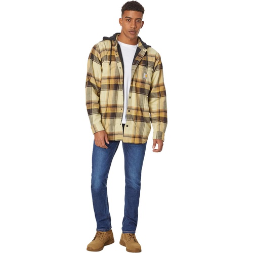 칼하트 Mens Carhartt Rugged Flex Relaxed Fit Flannel Fleece Lined Hooded Shirt Jacket