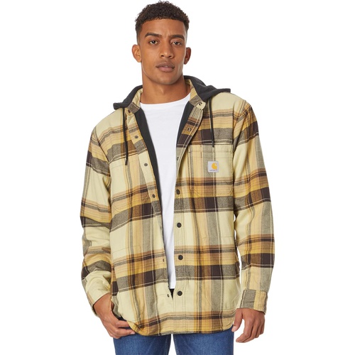 칼하트 Mens Carhartt Rugged Flex Relaxed Fit Flannel Fleece Lined Hooded Shirt Jacket
