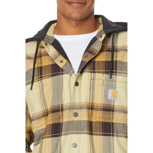 칼하트 Mens Carhartt Rugged Flex Relaxed Fit Flannel Fleece Lined Hooded Shirt Jacket