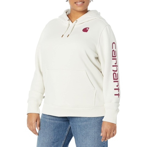 칼하트 Womens Carhartt Plus Size Clarksburg Sleeve Logo Hooded Sweatshirt