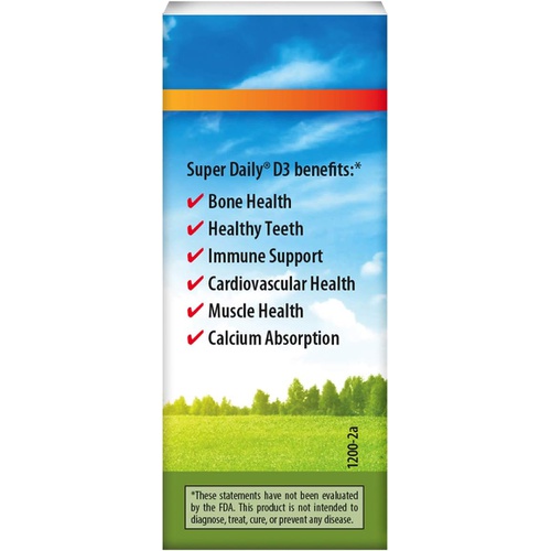  Carlson - Super Daily D3, 6000 IU (150 mcg) per Drop, Heart & Immune Health, Liquid Vitamin D3, 1-Year Supply, Unflavored, 365 Drops