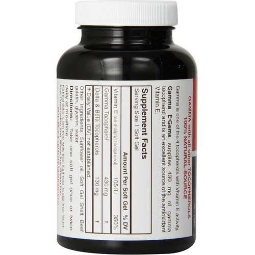  Carlson Labs Gamma E-Gems, Gamma Tocopherol, 465 mg, 120 Softgels