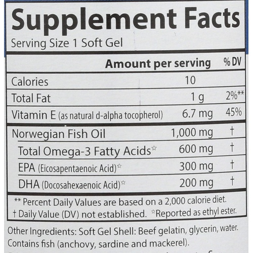  Carlson - Super Omega-3 Gems, 1200 mg Omega-3 Fatty Acids with EPA and DHA, Wild-Caught Norwegian Fish Oil Supplement, Sustainably Sourced Fish Oil Capsules, Omega 3 Supplements, 1