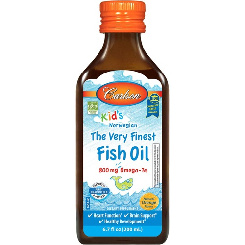  Carlson - Kids The Very Finest Fish Oil, 800 mg Omega-3s, Norwegian, Sustainably Sourced, Orange, 200 mL