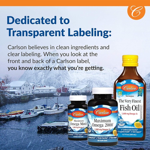  Carlson - Cod Liver Oil, 1100 mg Omega-3s, Liquid Fish Oil Supplement, Wild-Caught Norwegian Arctic Cod-Liver Oil, Sustainably Sourced Nordic Fish Oil Liquid, Lemon, 250 mL