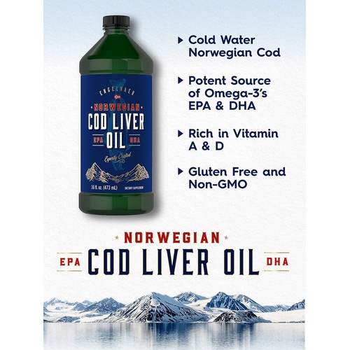  Carlyle Cod Liver Oil Norwegian 16 fl oz Liquid Pack of 3 Bottles Non-GMO, Gluten Free