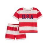 Baby Boys 2 Piece USA Striped Outfit Set