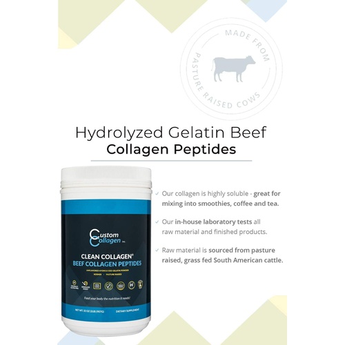  Custom Collagen Collagen Peptides Powder 2lb (32oz) Jar - Clean Collagen - Unflavored, Grass Fed, Paleo, Non GMO, Kosher - Highly Soluble Protein