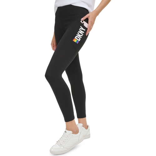 DKNY Womens Rainbow Pride Logo Balance Compression 7/8 Leggings