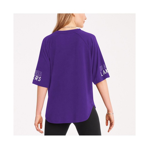 DKNY Womens Purple Los Angeles Lakers Diana Raglan Tri-Blend Oversized T-shirt