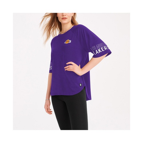 DKNY Womens Purple Los Angeles Lakers Diana Raglan Tri-Blend Oversized T-shirt