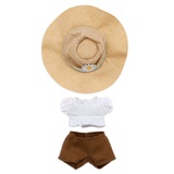 Disney nuiMOs Outfit ? White Smocked Blouse with Brown Pants and Straw Hat