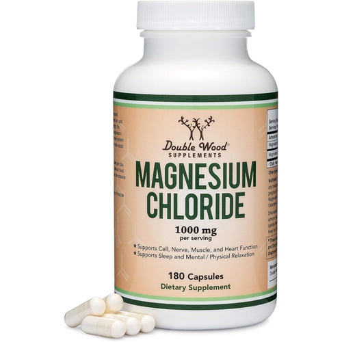 Magnesium Chloride (Cloruro De Magnesio) - 180 Capsules, 1,000mg Per Serving, Supports Digestive and Bone Health - Manufactured and Tested in The USA by Double Wood Supplements