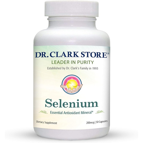  Dr Clark Dr. Clark Selenium Supplement 200 Mcg - Dietary Capsules with Essential Antioxidant Mineral - Improves Thyroid Function, Immune Support - 50 Capsules