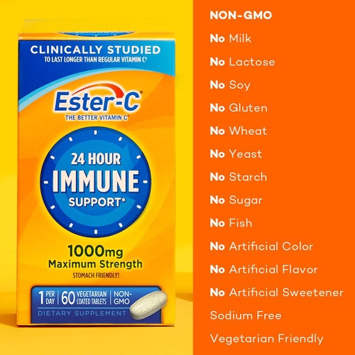  Ester-C Vitamin C, 1,000 mg, 60 Coated Tablets