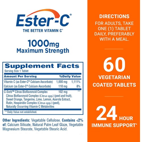  Ester-C Vitamin C, 1,000 mg, 60 Coated Tablets