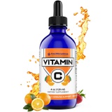 FIREWATERSTAR HEALTH SUPPLEMENTS Liquid Vitamin C - Easy Liquid Drops - Bioactive Ascorbic Acid - 4oz - 120 Servings (4 Month Supply) - Organic, Non-GMO, Vegan - Immune Support, Skin Health, Antioxida