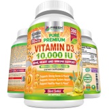 FRESH HEALTHCARE Premium Vitamin D3 10000 IU (250mcg) Infused with Extra Virgin Olive Oil - Immune Support - 300 Softgels - Supports Heart, Joints, Bone, Muscle and Mood Health - Non GMO Vitamin D