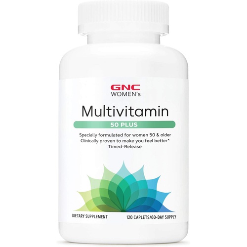  GNC Womens Multivitamin 50 Plus Supports Bone, Eye, Memory, Brain and Skin Health with Vitamin D, Calcium and B12 Helps Increase Energy Production 120 Caplets