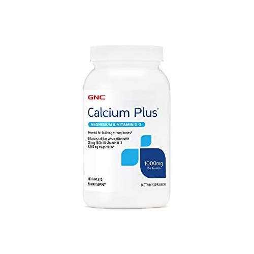  GNC Calcium Plus Magnesium & Vitamin D-3 1000 mg - 180 Caplets