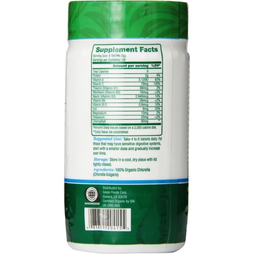  GREVH Green Foods Organic Chlorella 500 Mg, 120 Count