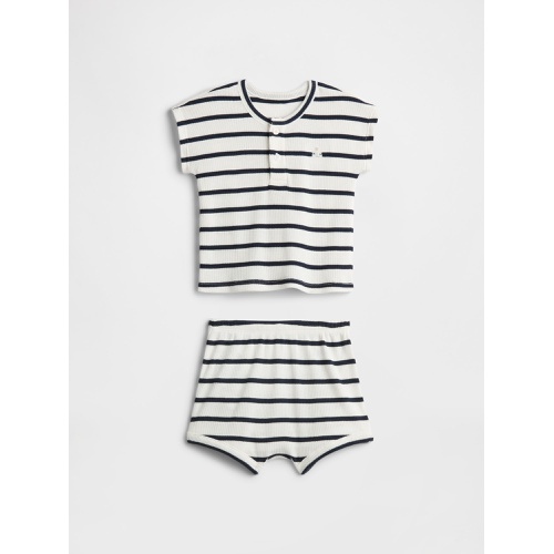 갭 Gap Baby Ribbed Henley Two-Piece Outfit Set