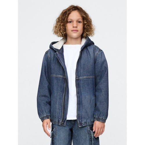 갭 Gap Kids Cozy Denim Hooded Jacket