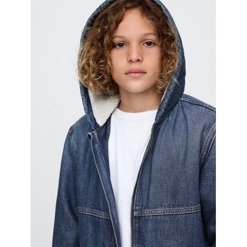 갭 Gap Kids Cozy Denim Hooded Jacket