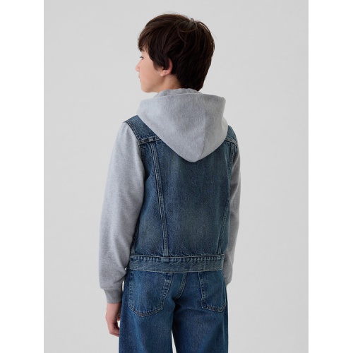갭 Gap Kids Hooded Icon Denim Jacket