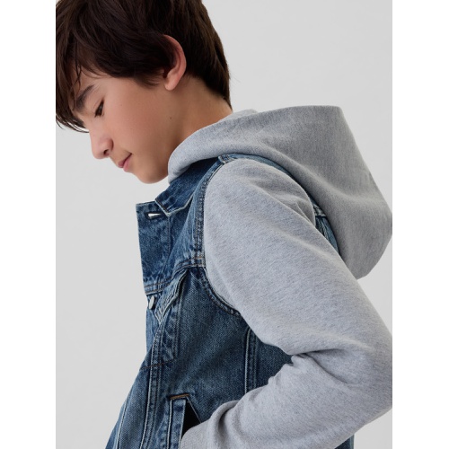 갭 Gap Kids Hooded Icon Denim Jacket