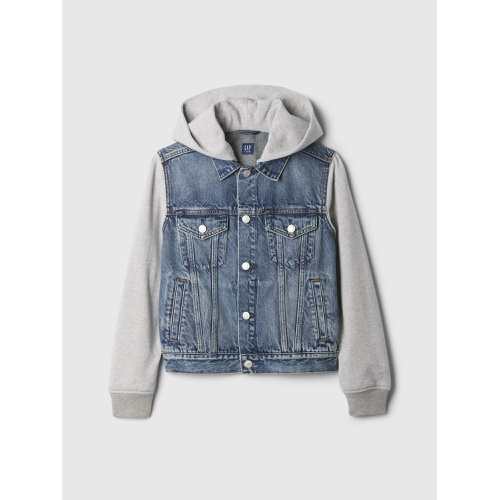 갭 Gap Kids Hooded Icon Denim Jacket