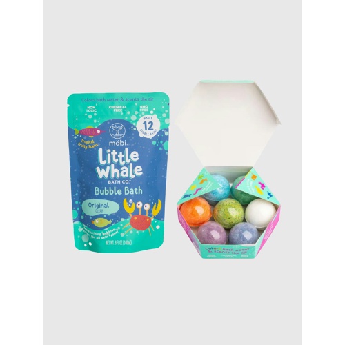 갭 Gap Mobi Little Whale Bath Fizzies and Bubble Bath Powder Bundle