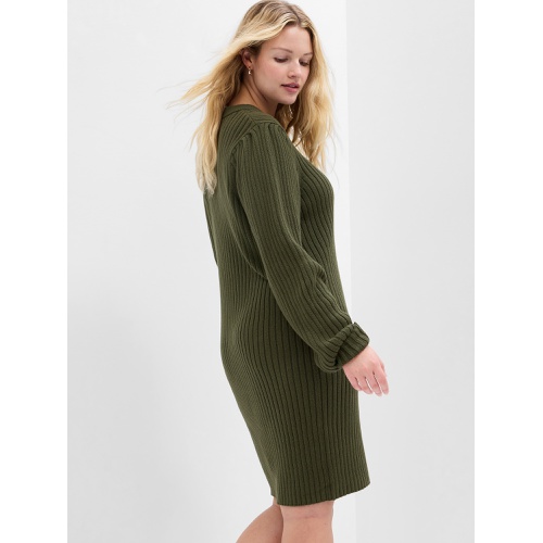갭 Ribbed Puff Sleeve Sweater Mini Dress