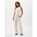 Linen-Blend Wide-Leg Stripe Pull-On Pants