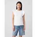 Ribbed Flutter Sleeve Top