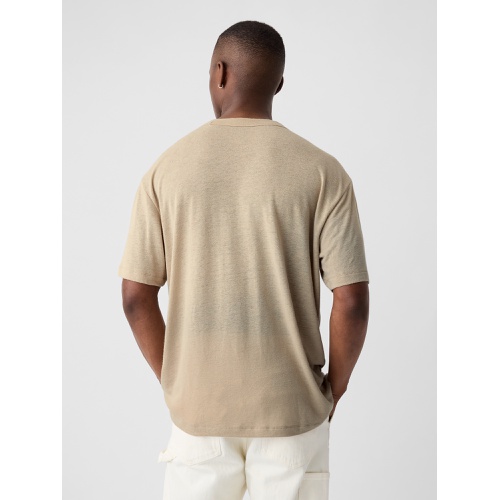 갭 Relaxed Linen-Blend T-Shirt