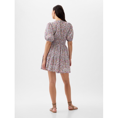 갭 Puff Sleeve Smocked Mini Dress