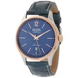 Gevril Mens Stainless Steel Automatic Watch with Italian Leather Strap, Blue, 20 (Model: 4254A-L1)
