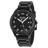 Gevril Mens Stainless Steel Automatic Watch with Rubber Strap, Black, 22 (Model: 46400)