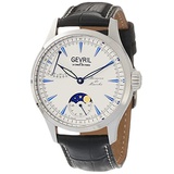 Gevril Mens Stainless Steel Swiss Mechanical Watch with Italian Leather Strap, Black, 20 (Model: 462001-L1)
