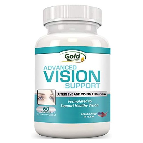  Gold Banner Advanced Vision Support - Lutein Eye & Vision Complex with Lutein, Bilberry, Zinc, Grapeseed & Essential Vitamins - All Natural Retina Capsules for Eye Health - Made in USA