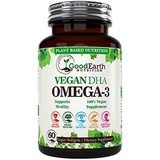 GoodEarth Nutrition Algal Oil - Vegan DHA Omega 3 Fish Oil Supplements - Brain Booster,Joint Supplement & Prenatal Vitamin -Provides Healthy Heart & Immune Support - Burpless Algae Supplement - 60 Min