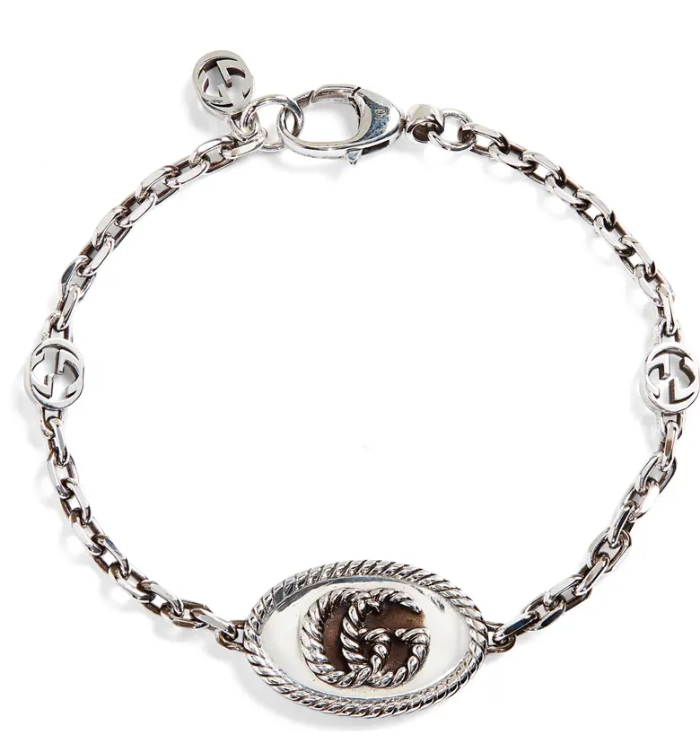 Gucci GG Logo Chain Bracelet_Silver